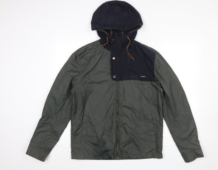 River Island Men's Green Hooded Anorak Jacket Size M Nylon Casual