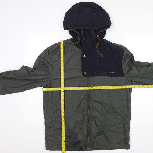 River Island Men's Green Hooded Anorak Jacket Size M Nylon Casual