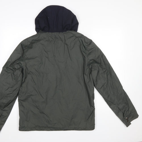 River Island Men's Green Hooded Anorak Jacket Size M Nylon Casual