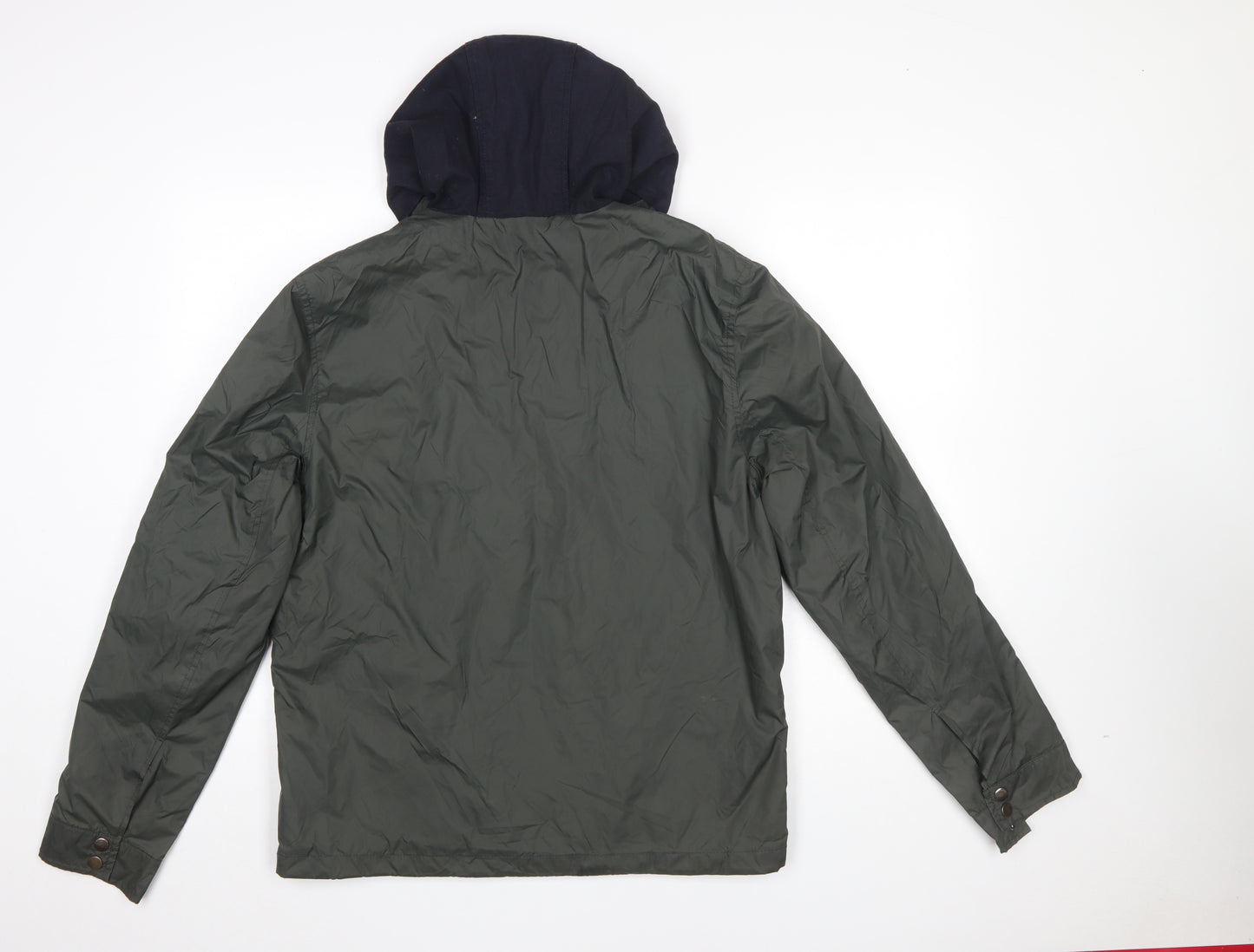 River Island Men's Green Hooded Anorak Jacket Size M Nylon Casual