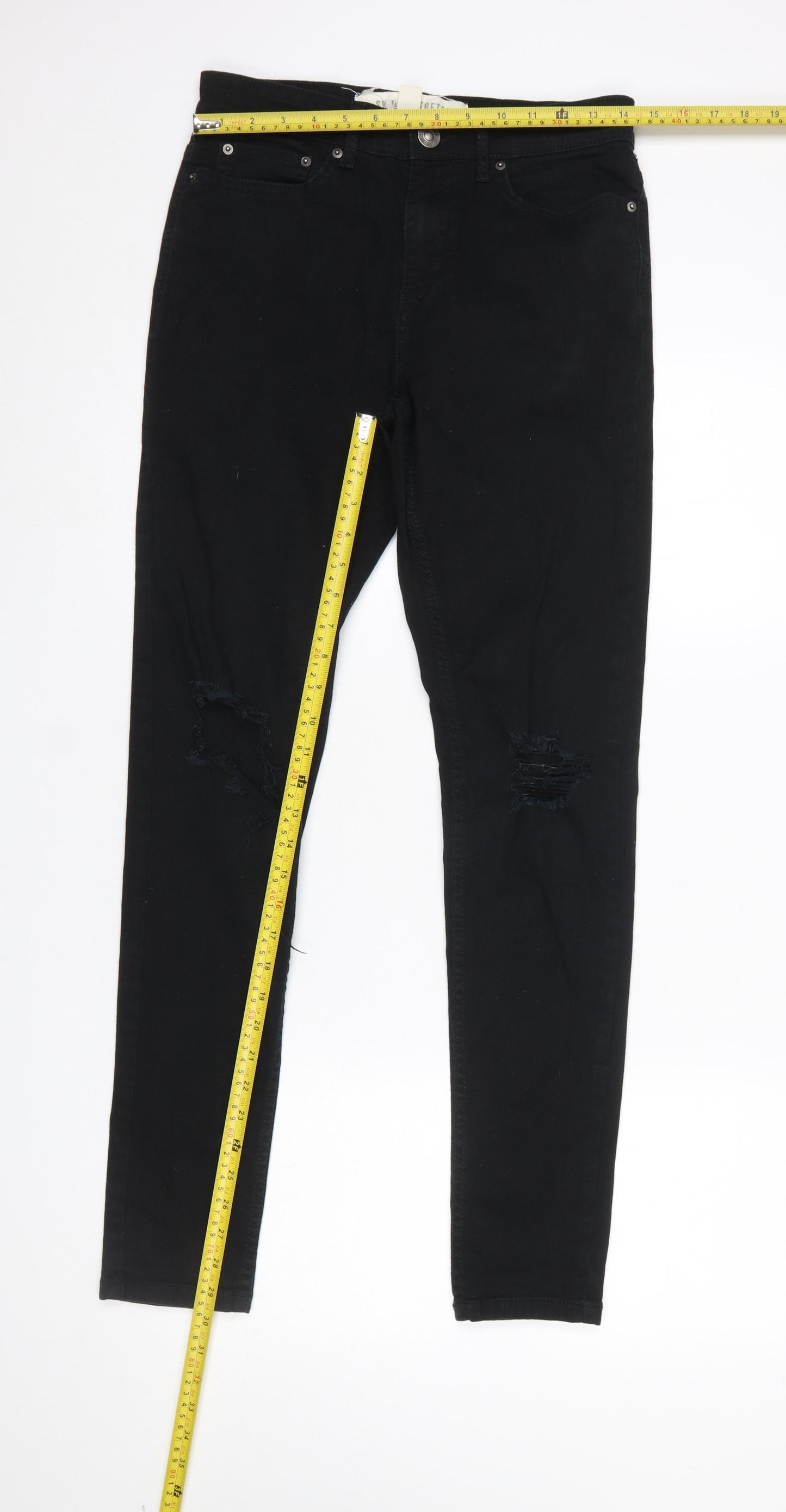 New Look Men Black Slim Fit Distressed Skinny Jeans 30L