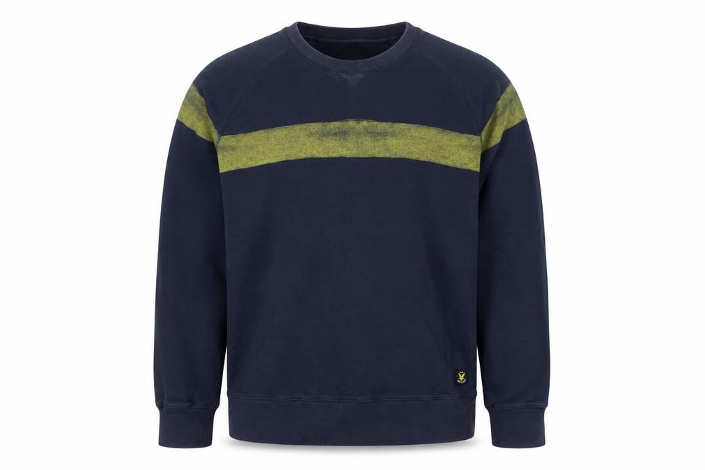 Front view of Lyle & Scott Men’s Blue 2XL Pullover Sweatshirt Crew Neck Cotton