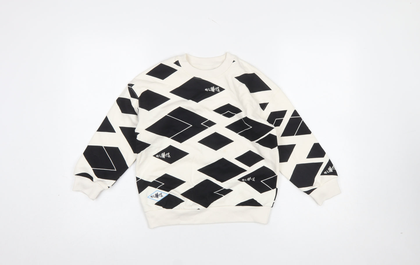 Marks and Spencer Boys Black Geometric 'No Limits' Pullover Sweatshirt 6-7 Years