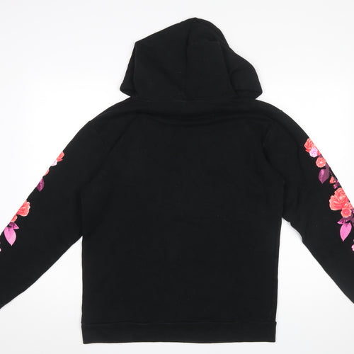 Victoria's Secret PINK Women's Black Floral Sleeve Pullover Hoodie Size S