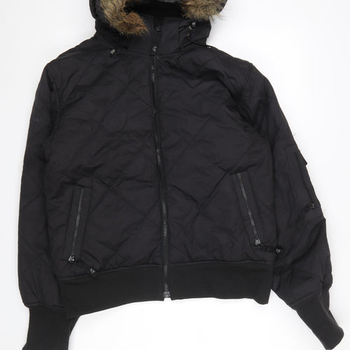 Betty Rides Womens Black L Ski Jacket Hooded Fur Trim Winter Coat