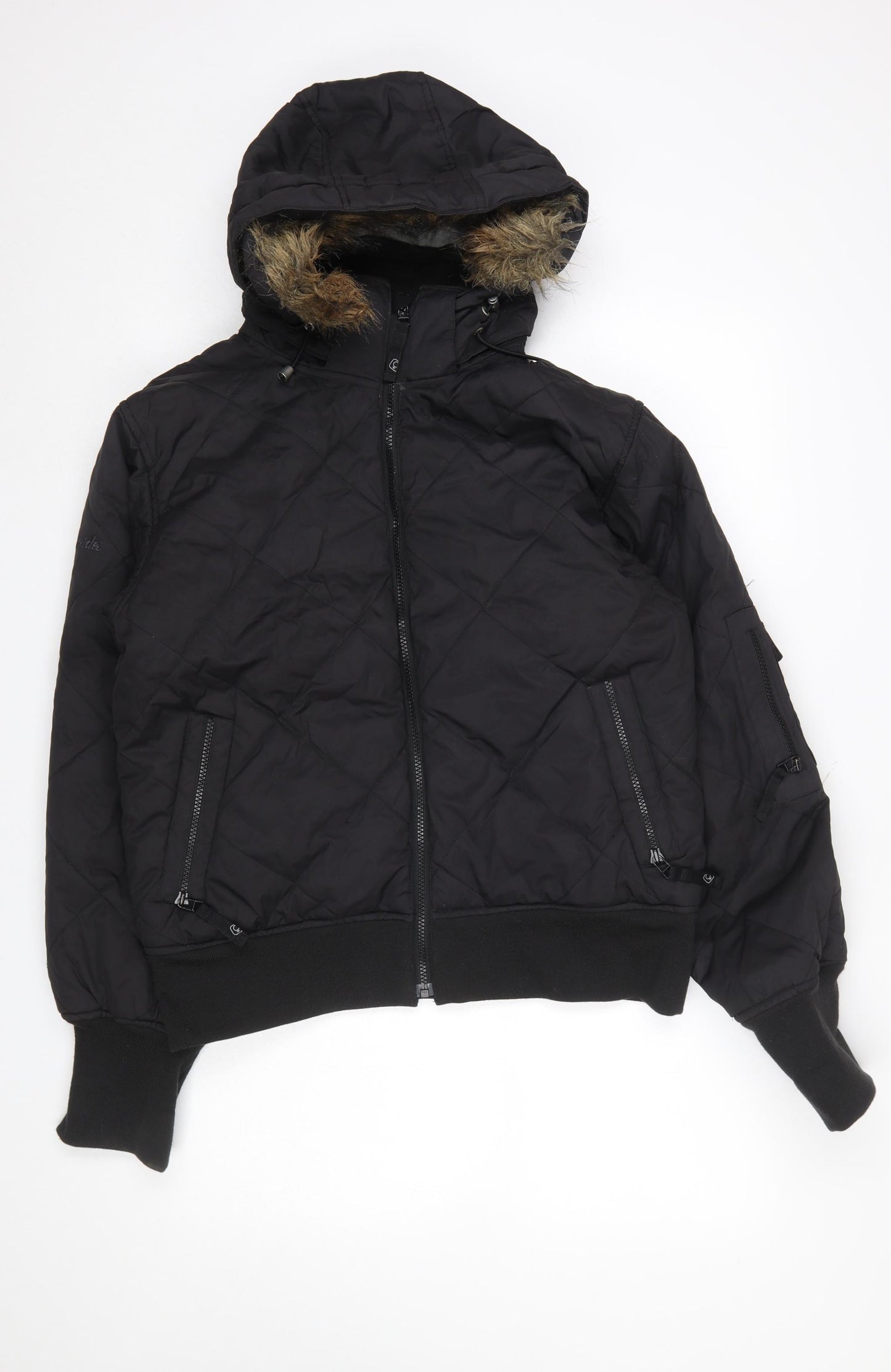 Betty Rides Womens Black L Ski Jacket Hooded Fur Trim Winter Coat