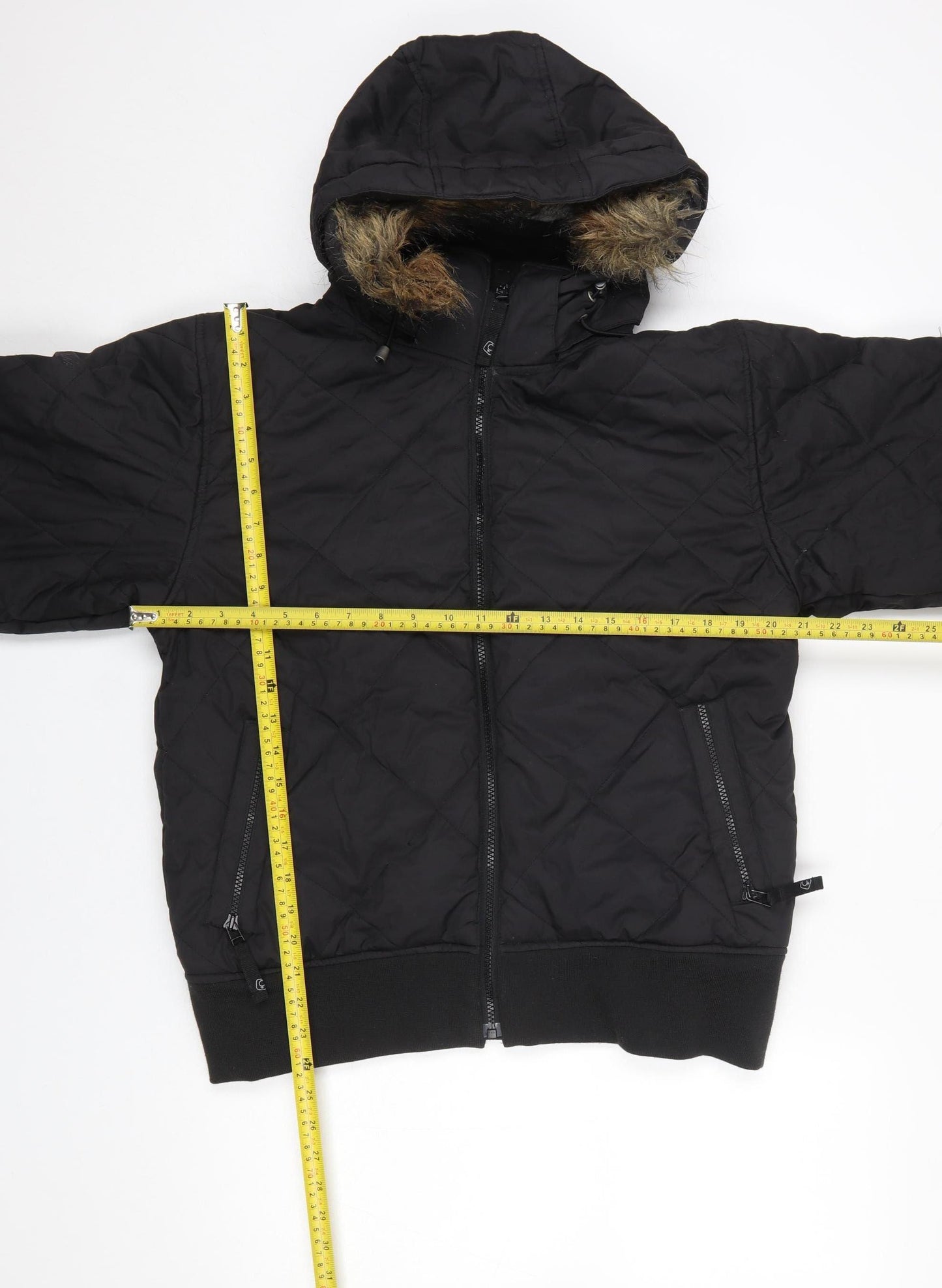 Betty Rides Womens Black L Ski Jacket Hooded Fur Trim Winter Coat