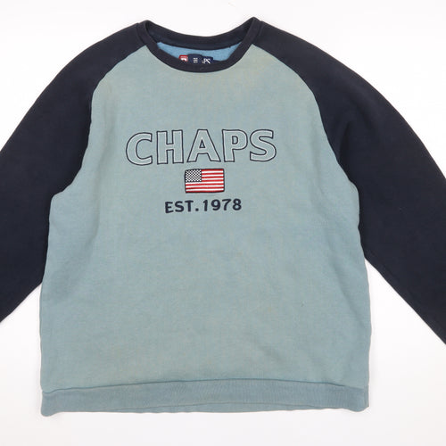 Chaps Men's Blue Crew Neck Pullover Sweatshirt Size L Embroidered Logo