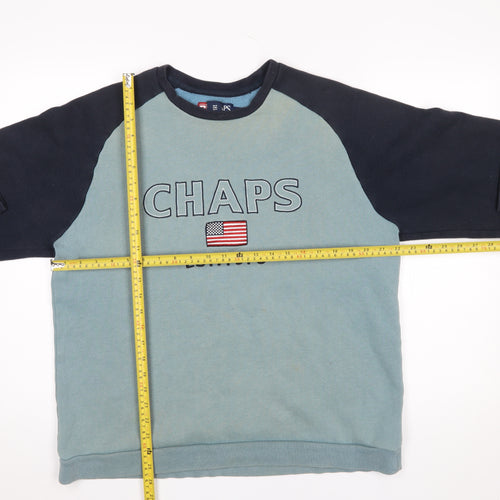 Chaps Men's Blue Crew Neck Pullover Sweatshirt Size L Embroidered Logo