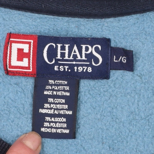 Chaps Men's Blue Crew Neck Pullover Sweatshirt Size L Embroidered Logo