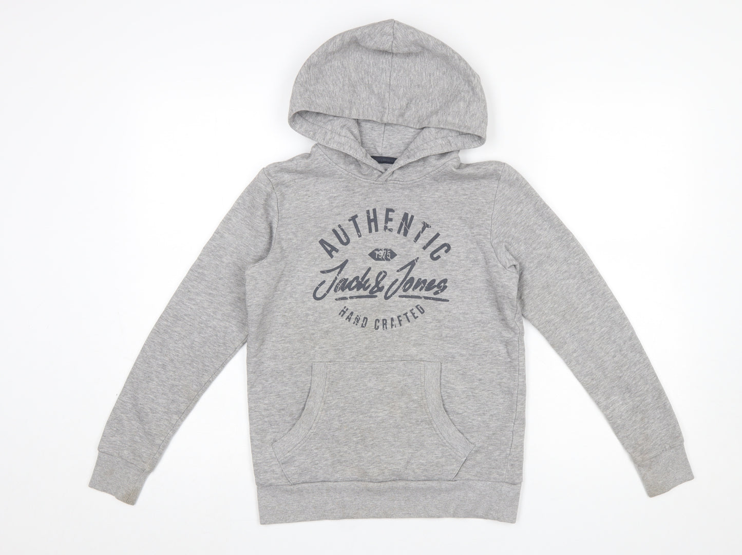 Jack & Jones Boys Grey Pullover Hoodie Size 152 Cotton Blend Long Sleeve