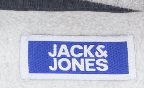 Jack & Jones Boys Grey Pullover Hoodie Size 152 Cotton Blend Long Sleeve