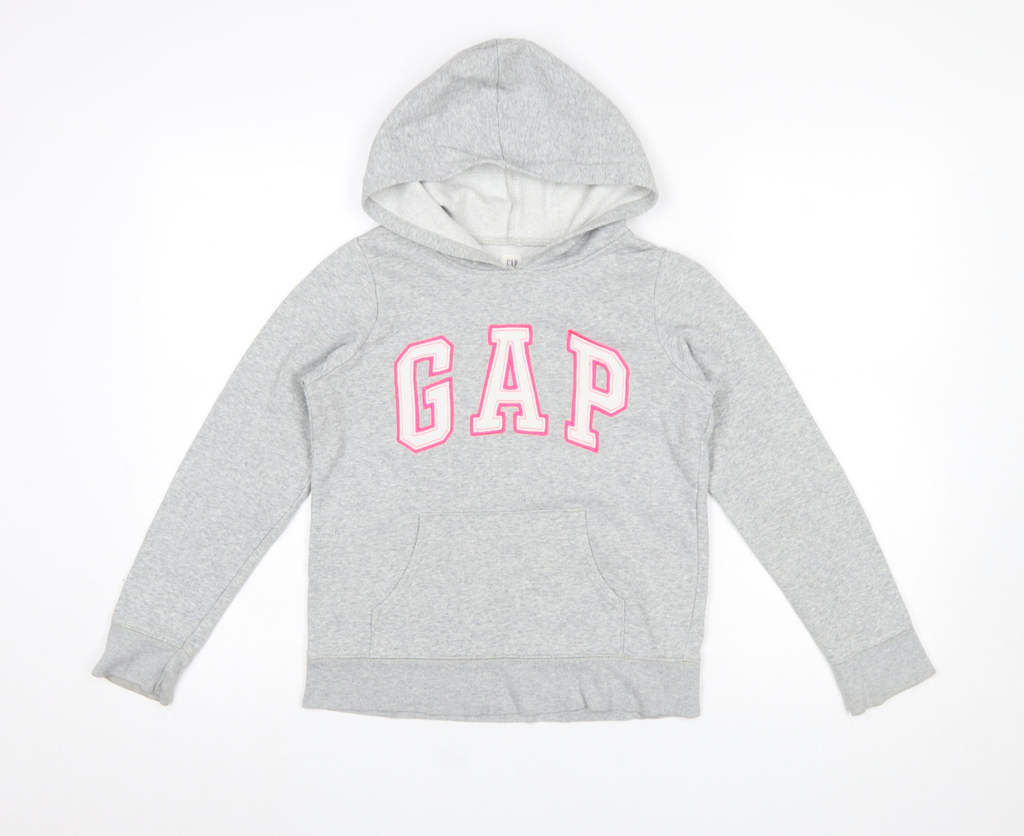 GAP Girls Grey Logo Pullover Hoodie - XL (12-13 Years) Cotton Blend