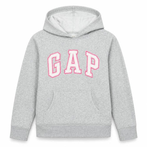 GAP Girls Grey Logo Pullover Hoodie - XL (12-13 Years) Cotton Blend