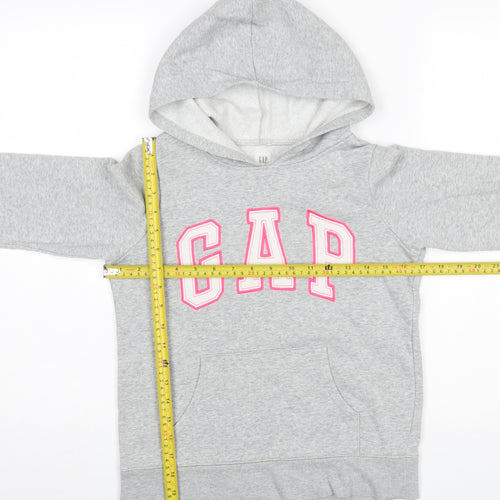 GAP Girls Grey Logo Pullover Hoodie - XL (12-13 Years) Cotton Blend