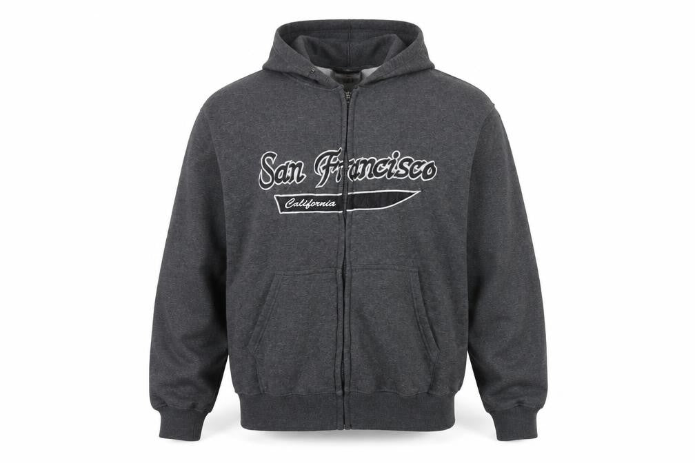 Hayward.CA Men’s Grey Full Zip Hoodie Size M San Francisco Graphic