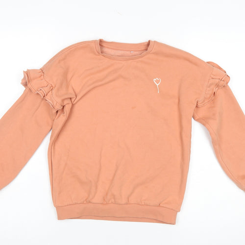 George Girls Brown Ruffle Sleeve Pullover Sweatshirt 8-9 Years