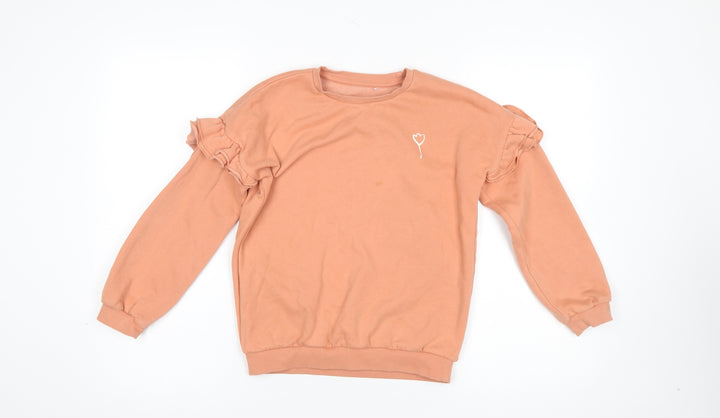 George Girls Brown Ruffle Sleeve Pullover Sweatshirt 8-9 Years