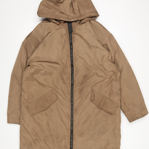 ASOS Women’s Brown Long Hooded Parka Coat Size 12 Polyester