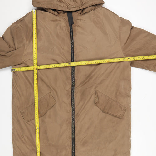 ASOS Women’s Brown Long Hooded Parka Coat Size 12 Polyester