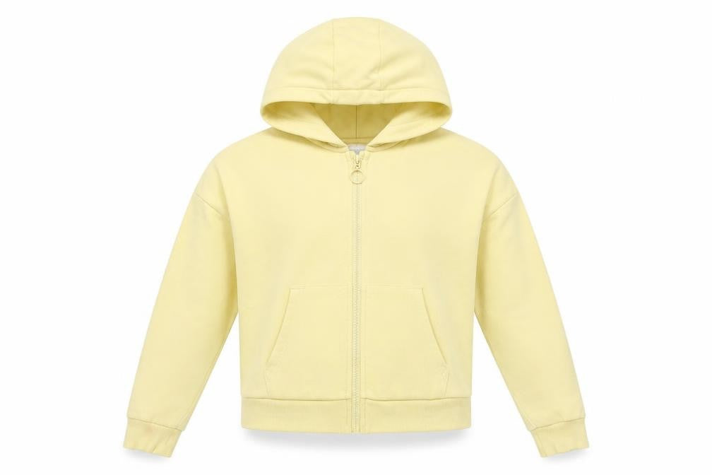 Marks and Spencer Girls Yellow Full Zip Hoodie 9-10 Years Cotton Blend