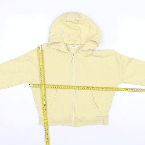 Marks and Spencer Girls Yellow Full Zip Hoodie 9-10 Years Cotton Blend