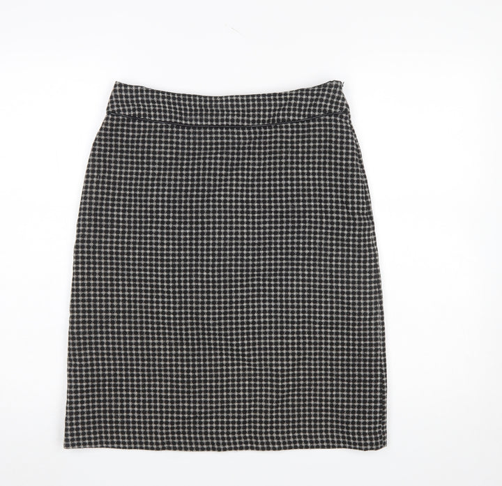 Laura Ashley Women’s Black Check Tweed Wool Pencil Skirt UK 10