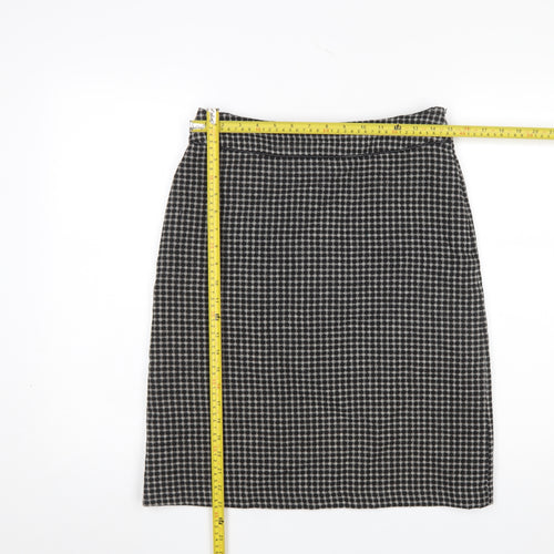 Laura Ashley Women’s Black Check Tweed Wool Pencil Skirt UK 10