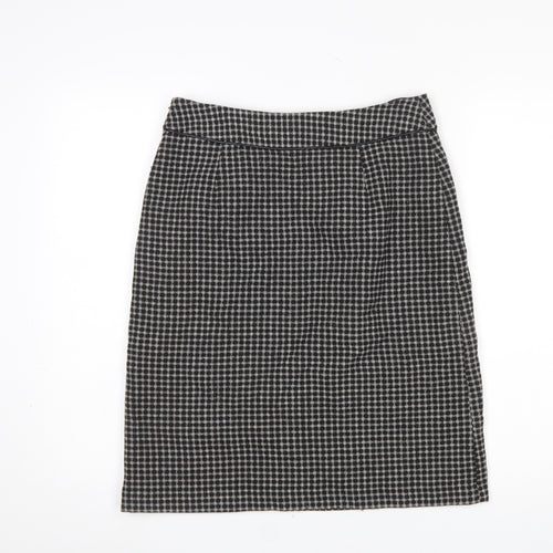 Laura Ashley Women’s Black Check Tweed Wool Pencil Skirt UK 10