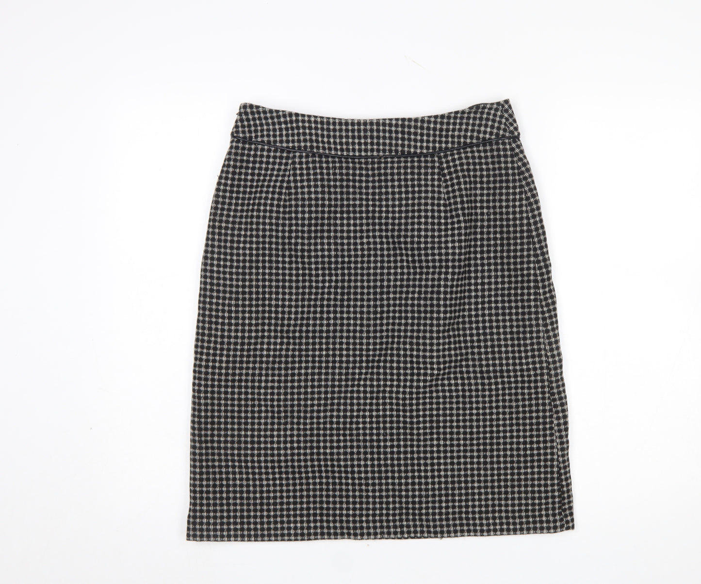 Laura Ashley Women’s Black Check Tweed Wool Pencil Skirt UK 10