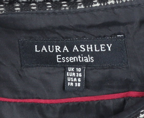 Laura Ashley Women’s Black Check Tweed Wool Pencil Skirt UK 10