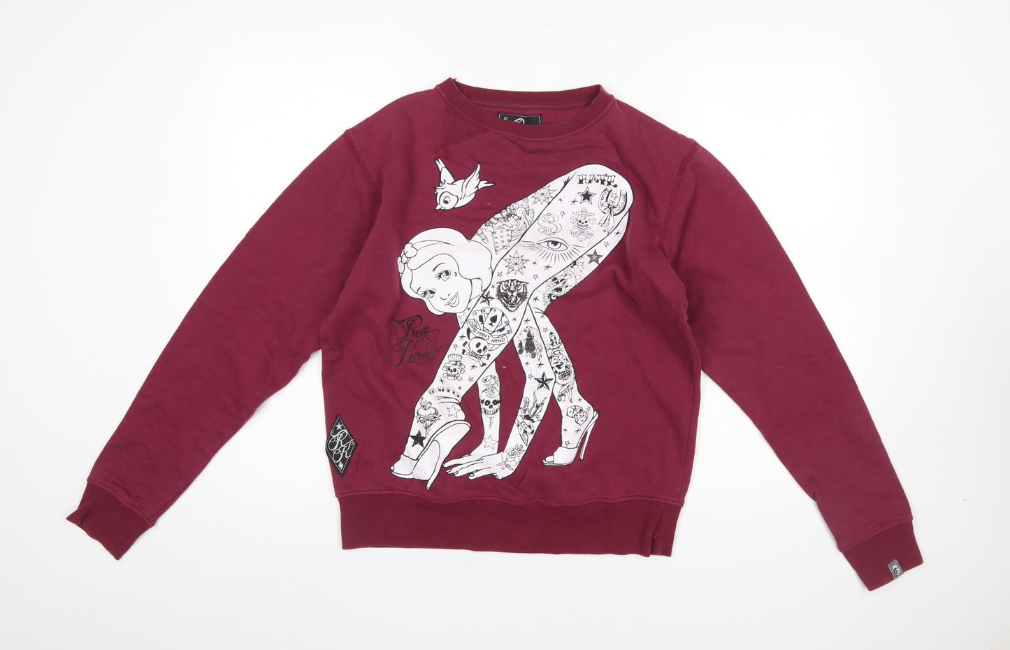 Ruth Kuckler Womens Burgundy Tattoo Graphic Pullover Sweatshirt S