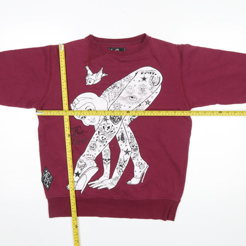 Ruth Kuckler Womens Burgundy Tattoo Graphic Pullover Sweatshirt S