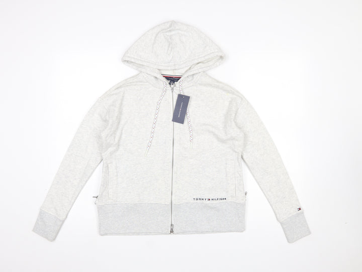 Tommy Hilfiger Women Grey Full Zip Hoodie XXS Cotton Blend