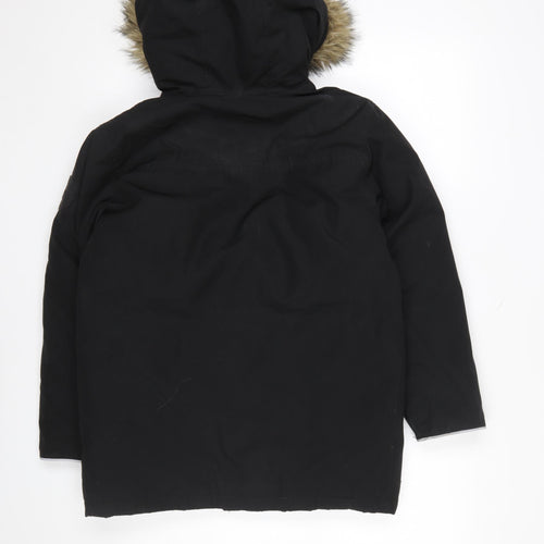 GAP Kids Boys Black Faux Fur Hooded Parka Coat 10-11 Years Winter Jacket