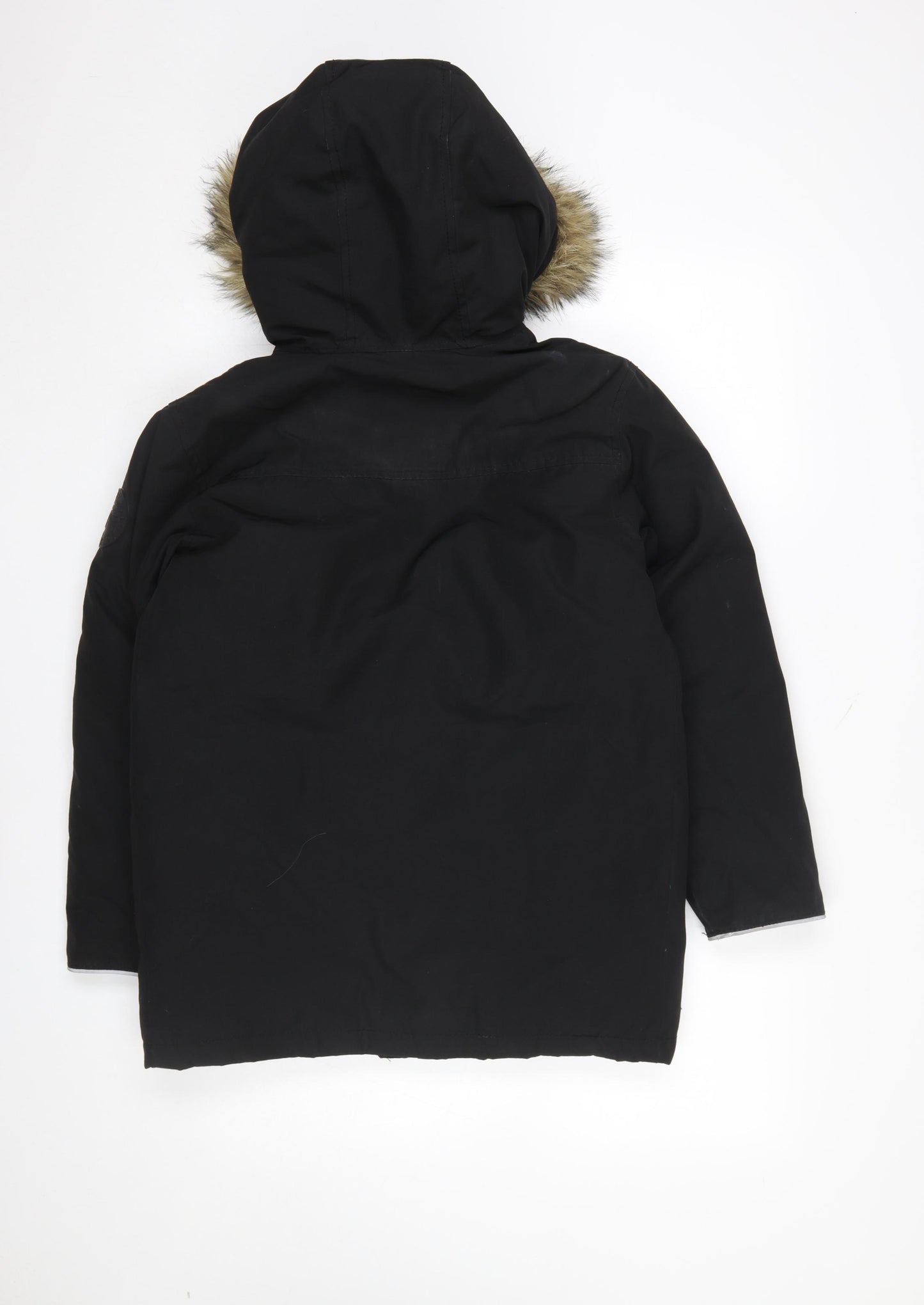 GAP Kids Boys Black Faux Fur Hooded Parka Coat 10-11 Years Winter Jacket