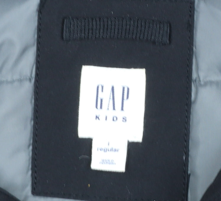 GAP Kids Boys Black Faux Fur Hooded Parka Coat 10-11 Years Winter Jacket