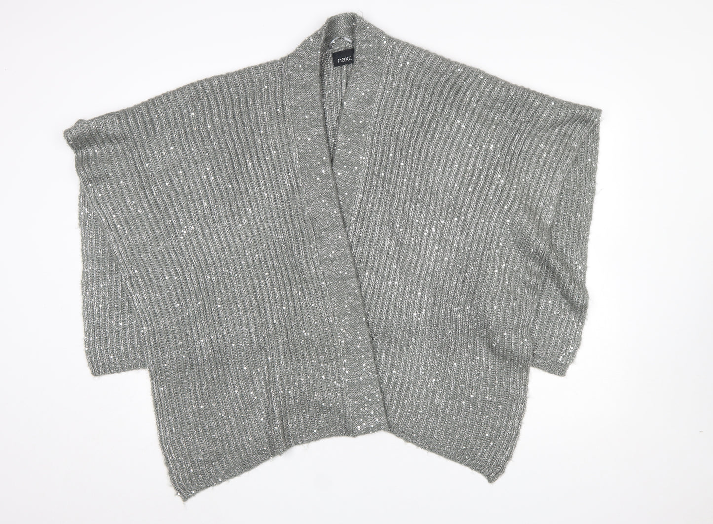 Next Women’s Grey Sequin Knit Open Cardigan One Size