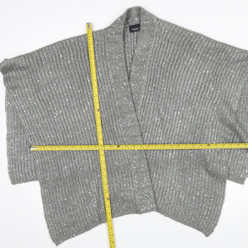 Next Women’s Grey Sequin Knit Open Cardigan One Size