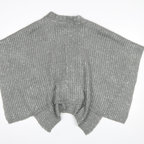 Next Women’s Grey Sequin Knit Open Cardigan One Size
