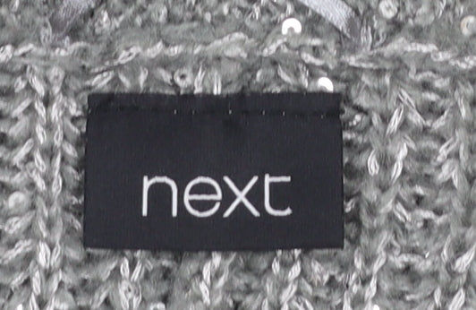 Next Women’s Grey Sequin Knit Open Cardigan One Size