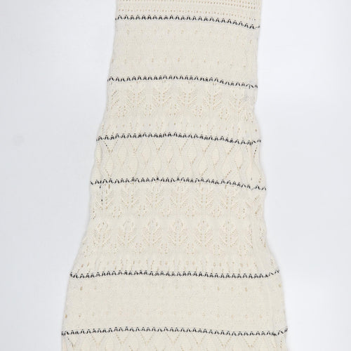 Primark Women Ivory Knit Striped Midi Slip Dress XS