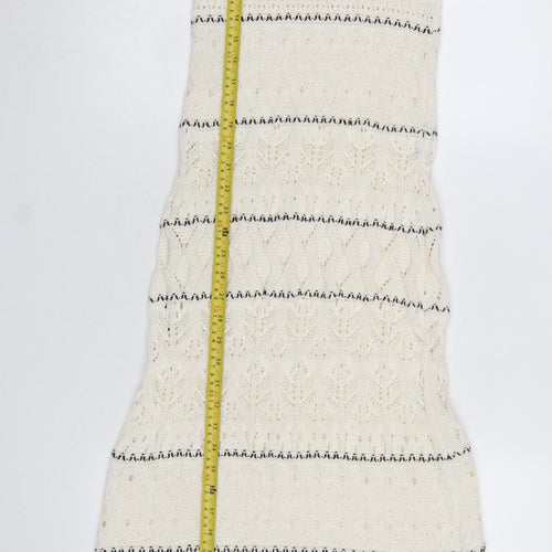 Primark Women Ivory Knit Striped Midi Slip Dress XS