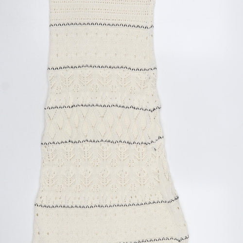 Primark Women Ivory Knit Striped Midi Slip Dress XS