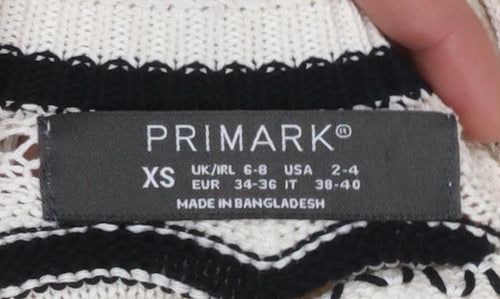 Primark Women Ivory Knit Striped Midi Slip Dress XS