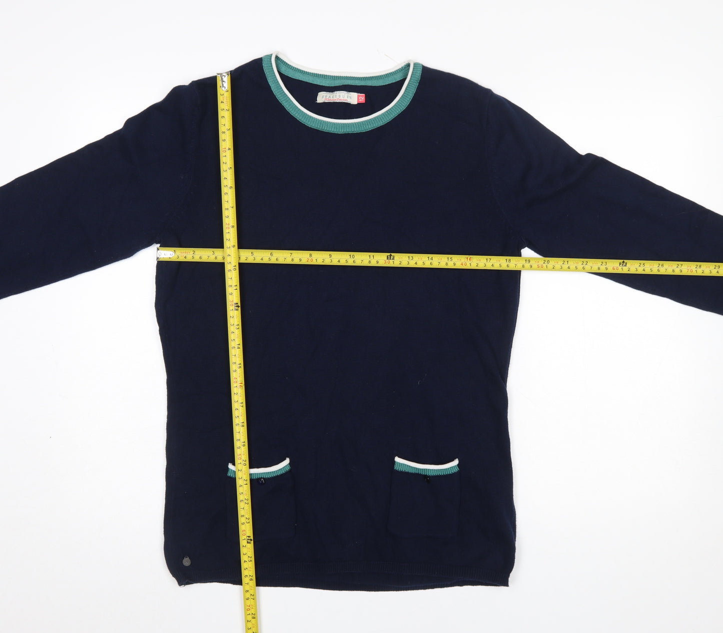 Brakeburn Women's Blue Cotton Crew Neck Jumper Size 12