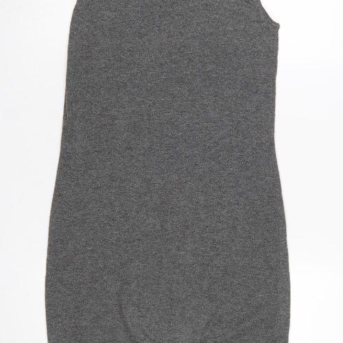 Warehouse Women Grey UK 12 Sleeveless Embellished Knit Mini Dress