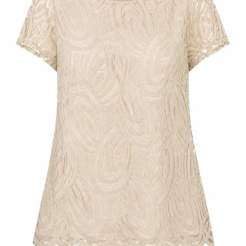 Wallis Women Beige Lace Short Sleeve Tunic Blouse UK 10