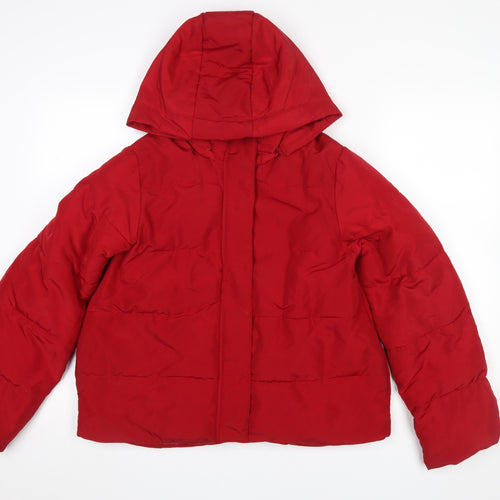 INGNI Women Red Puffer Jacket Hooded Size M Winter Coat