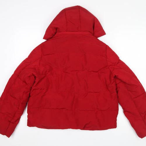 INGNI Women Red Puffer Jacket Hooded Size M Winter Coat